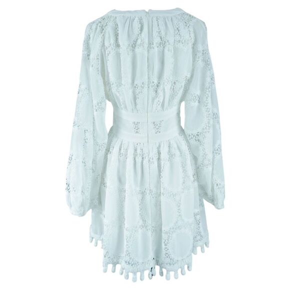 white mini dress Liza Mini Lace Dress in White 12